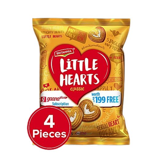 Britannia Little Hearts Classic Sugar Sprinkled Heart Shaped Biscuits (4x26)g Multi Pack