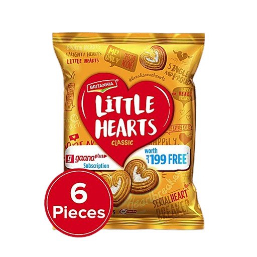 Britannia Little Hearts Classic Sugar Sprinkled Heart Shaped Biscuits (6x26)g Multi Pack
