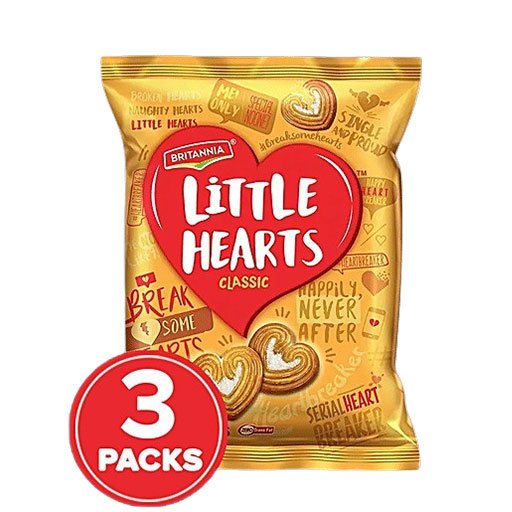 Britannia Little Hearts Classic Heart Shaped Sugar Sprinkled Biscuit (3X26)g Multipack