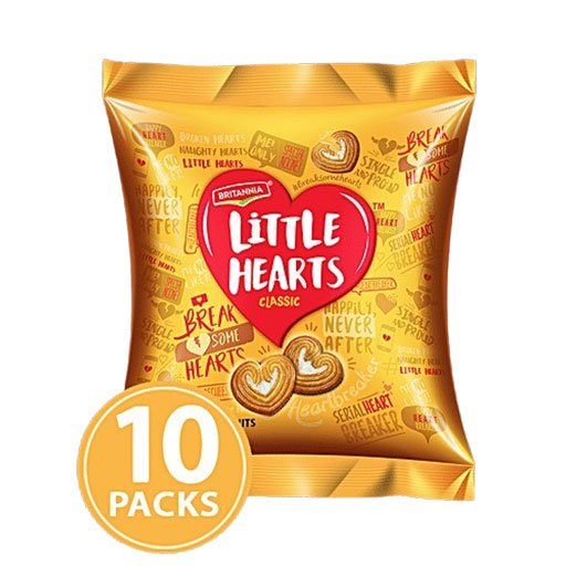 Britannia Little Hearts Classic Sugar Sprinkled Heart Shaped Biscuits (10x15.5)g Multipack