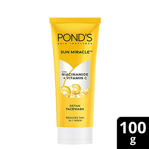 Ponds DeTan Facewash With Niacinamide & Vitamin C, Reduces In 1 Week, For All Skin Types - 100g