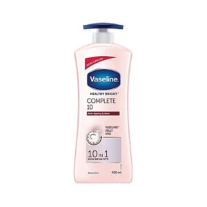 Vaseline Healthy Bright Complete 10 Anti Ageing Body Lotion 10 In 1 Skin Benefits + Vaseline Jelly, AHA, Non Greasy, 400ml