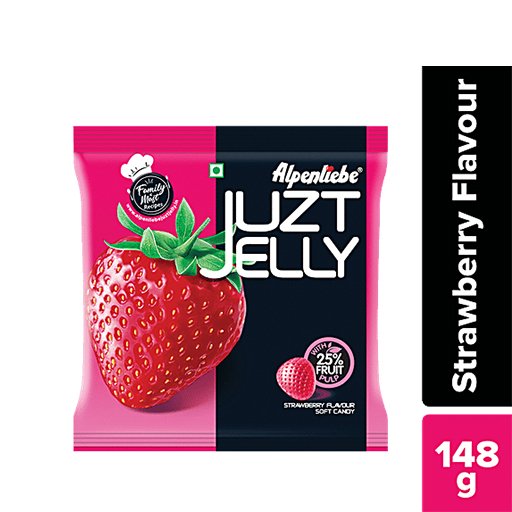 Alpenliebe Juzt Jelly Strawberry Flavour Soft Candy With 25% Fruit Pulp,148g (40pcs)