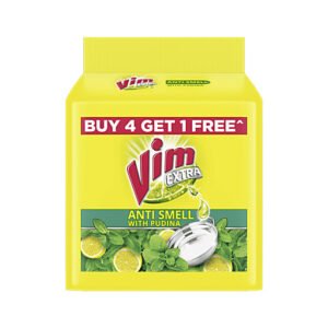 Vim Extra Anti Smell Dish wash Bar With Pudina, 190 g (Buy4 Get 1 Free)