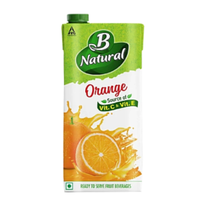 B Natural Orange Juice - Enriched With Vitamin C & E, 1 L Carton