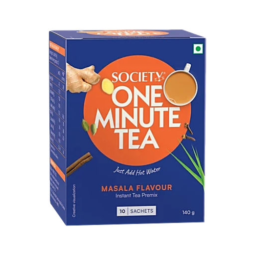 Society One Minute Instant Tea Premix - Masala Flavour, 140g (10 Sachets x 14 g Each)
