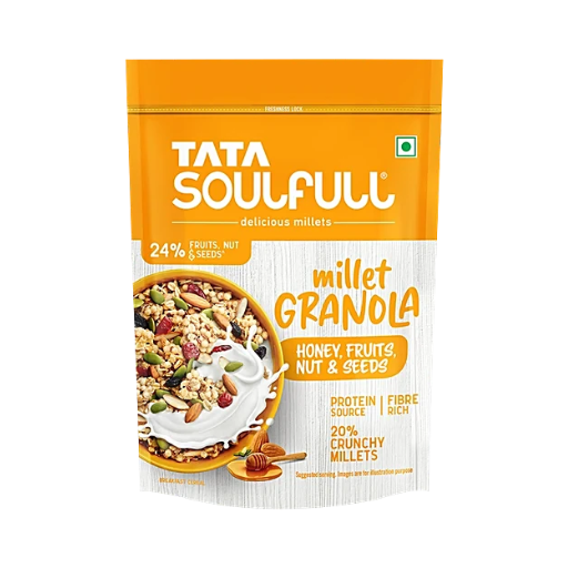 Tata Soulfull Millet Granola Breakfast Cereal - Honey, Fruits, Nuts & Seeds - 400g