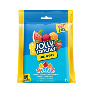 Jolly Rancher Lollipops Party Pack With Mango, Watermelon, Orange, Cherry, Strawberry Flavoured, 76g (8 Units x 9.5g)