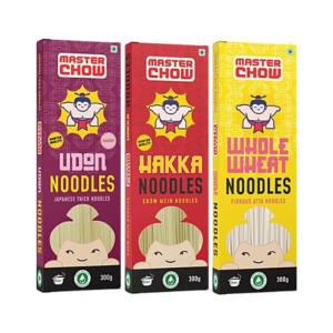 MasterChow Assorted Noodle Kit - Udon, Hakka & Whole Wheat Noodles, 300g (Pack of 3)