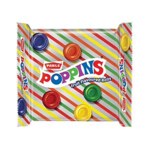 Parle Poppins Candy - Fruit Flavoured Rolls, Tangy & Crunchy 100g